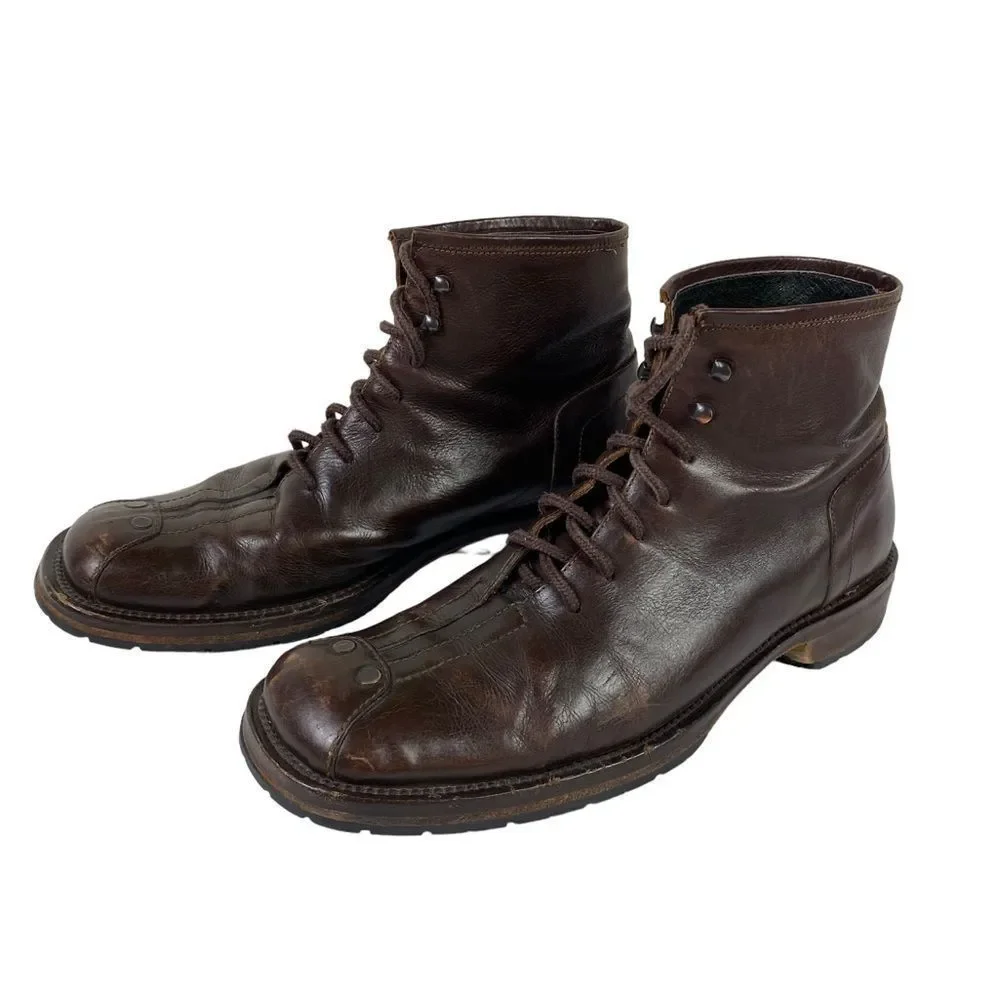 Men's Brown Leather Lace-Up Boots military workwear